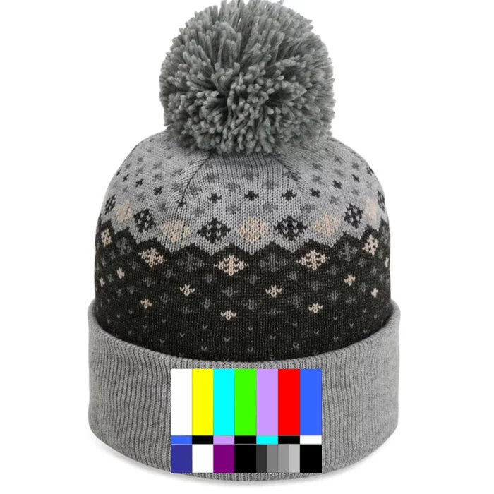 TV Colors Bars Organic Screen Retro The Baniff Cuffed Pom Beanie