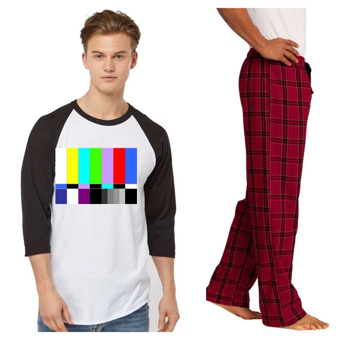 TV Colors Bars Organic Screen Retro Raglan Sleeve Pajama Set