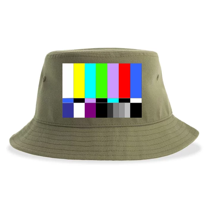 TV Colors Bars Organic Screen Retro Sustainable Bucket Hat