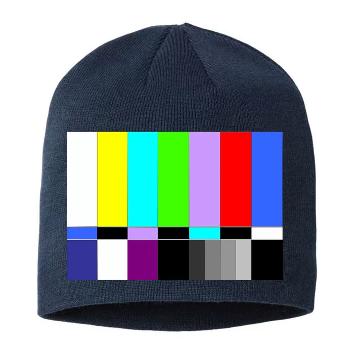 TV Colors Bars Organic Screen Retro 8 1/2in Sustainable Knit Beanie