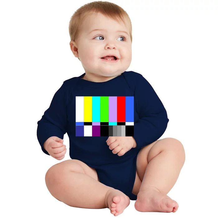 TV Colors Bars Organic Screen Retro Baby Long Sleeve Bodysuit