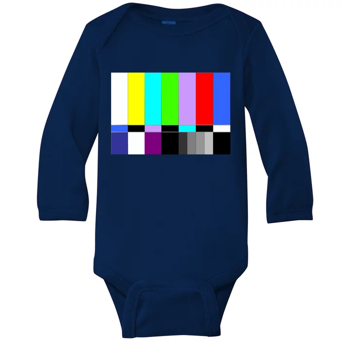 TV Colors Bars Organic Screen Retro Baby Long Sleeve Bodysuit