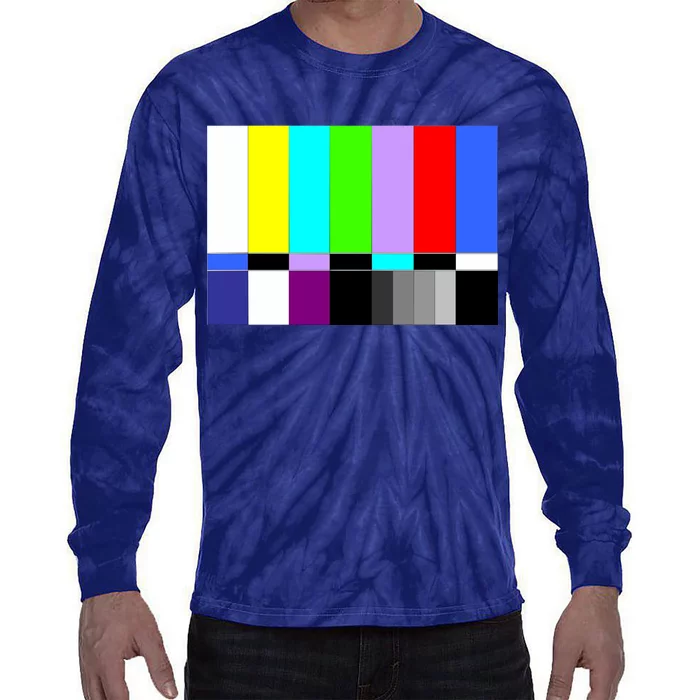 TV Colors Bars Organic Screen Retro Tie-Dye Long Sleeve Shirt