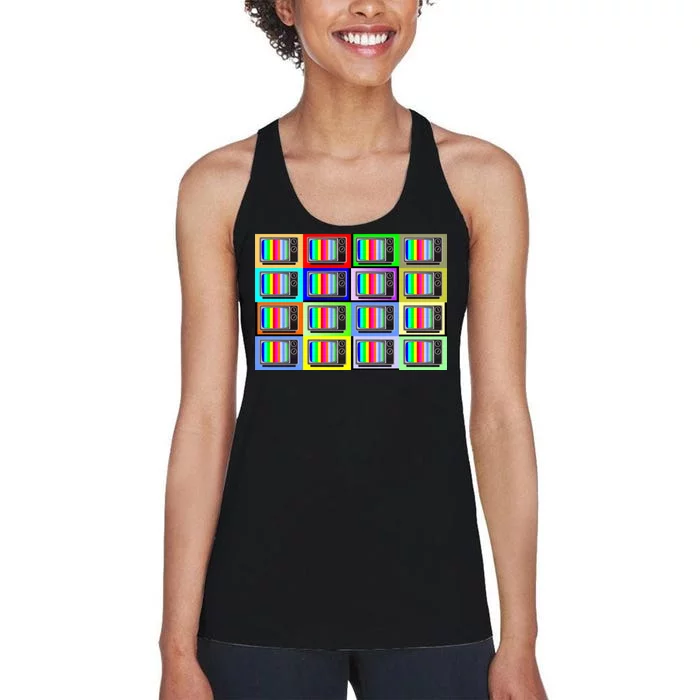 TV Screen No Signal Bars - Vintage Classic Women's Racerback Tank