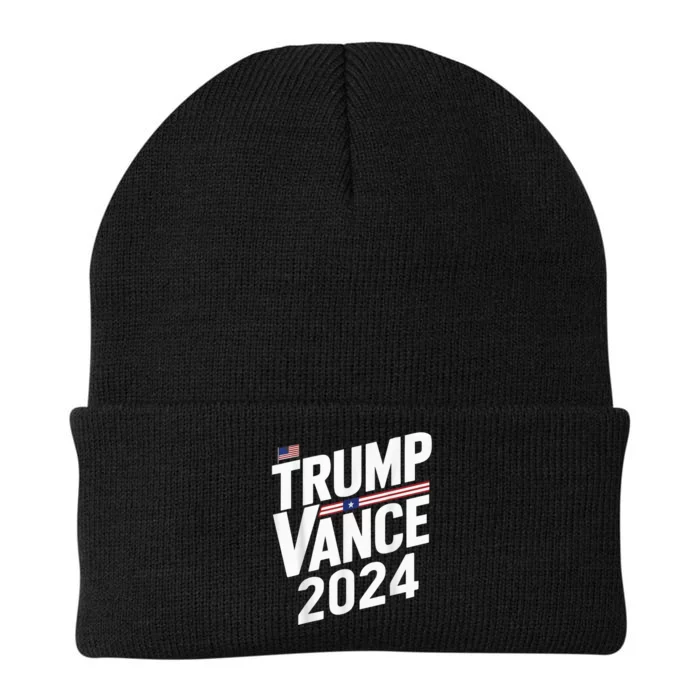 Trump Vance 2024 Retro Stripe Trump Jd Vance Knit Cap Winter Beanie