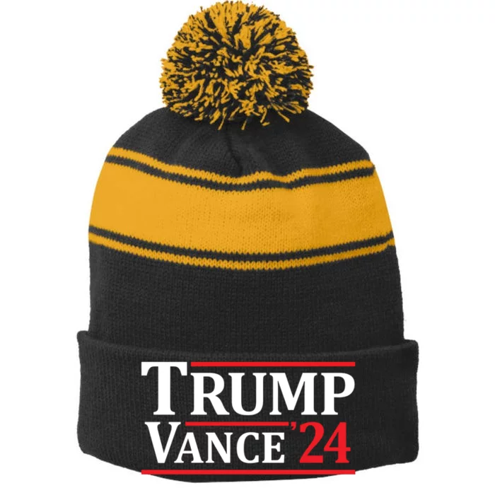 Trump Vance 24 Trump 2024 Stripe Pom Pom Beanie