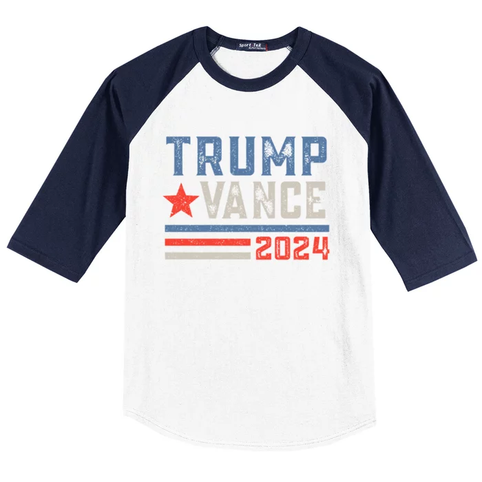 Trump Vance 2024 American Flag Vote Trump 45 47 Gift Baseball Sleeve Shirt