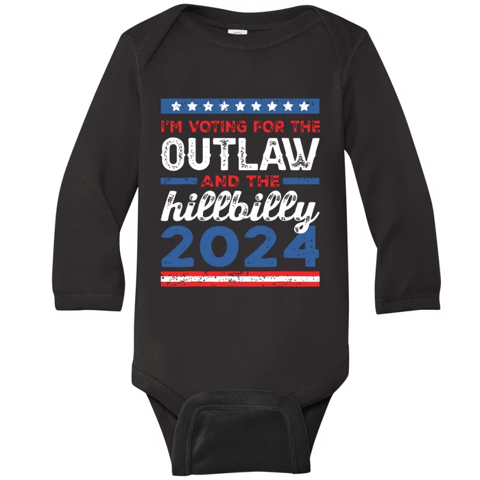 Trump Vance 2024 Donald Trump Jd Vance Outlaw Hillbilly Baby Long Sleeve Bodysuit