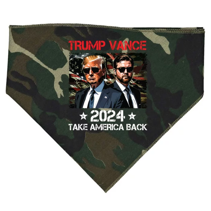 Trump Vance 2024 Donald Trump Jd Vance Take America Back USA-Made Doggie Bandana