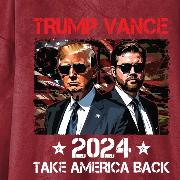 Trump Vance 2024 Donald Trump Jd Vance Take America Back Hooded Wearable Blanket