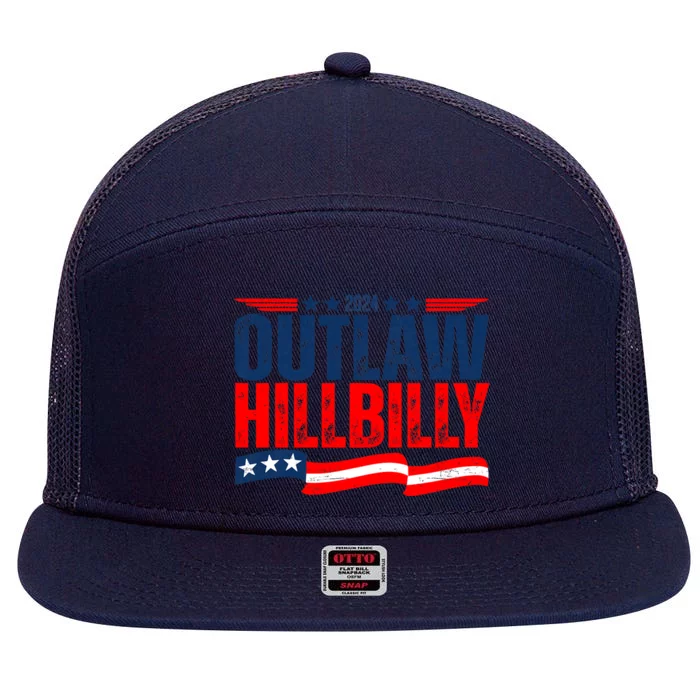 Trump Vance 2024 Vintage Elections Outlaw Hillbilly Us Flag 7 Panel Mesh Trucker Snapback Hat