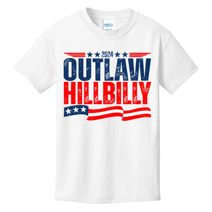 Trump Vance 2024 Vintage Elections Outlaw Hillbilly Us Flag Kids T-Shirt