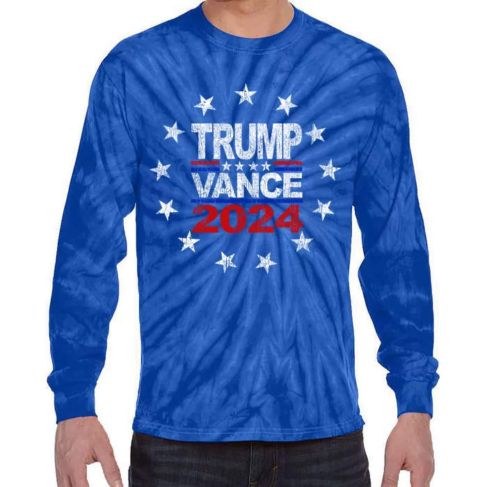 Trump Vance 2024 Stars Distressed Vintage Gift Tie-Dye Long Sleeve Shirt