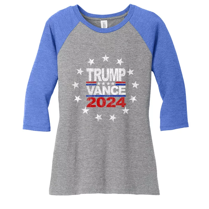 Trump Vance 2024 Stars Distressed Vintage Gift Women's Tri-Blend 3/4-Sleeve Raglan Shirt