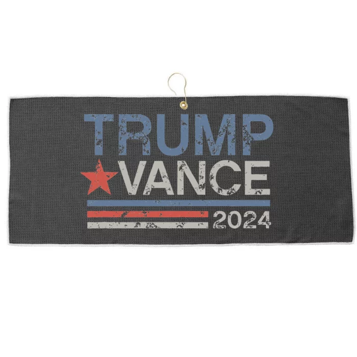 Trump Vance 2024 Retro Featuring Trump And Jd Vance Large Microfiber Waffle Golf Towel