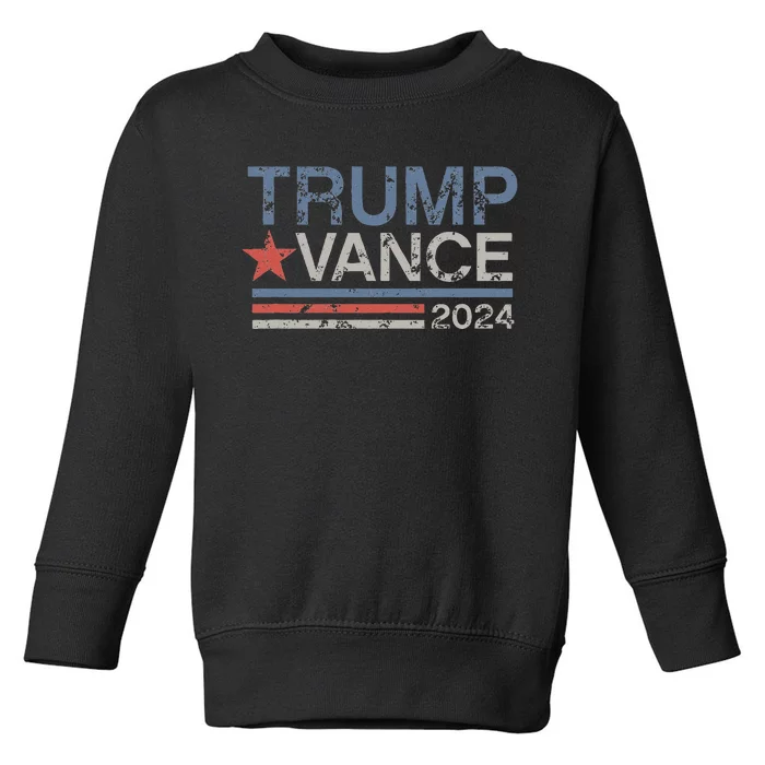 Trump Vance 2024 Retro Featuring Trump And Jd Vance Toddler Sweatshirt