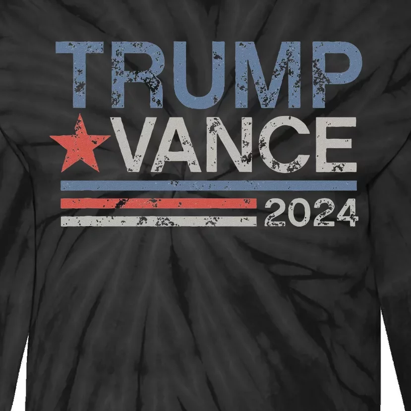 Trump Vance 2024 Retro Featuring Trump And Jd Vance Tie-Dye Long Sleeve Shirt