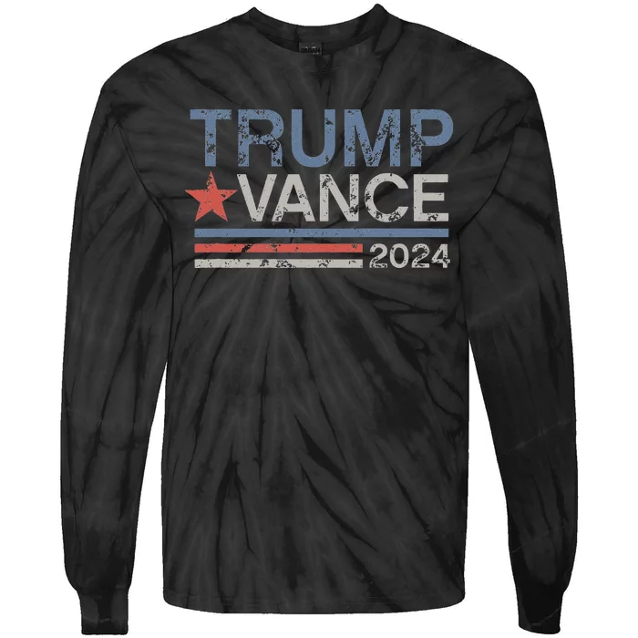 Trump Vance 2024 Retro Featuring Trump And Jd Vance Tie-Dye Long Sleeve Shirt