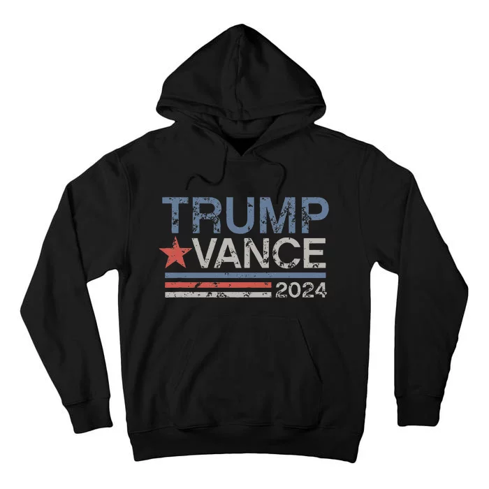 Trump Vance 2024 Retro Featuring Trump And Jd Vance Tall Hoodie