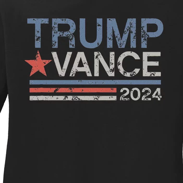 Trump Vance 2024 Retro Featuring Trump And Jd Vance Ladies Long Sleeve Shirt