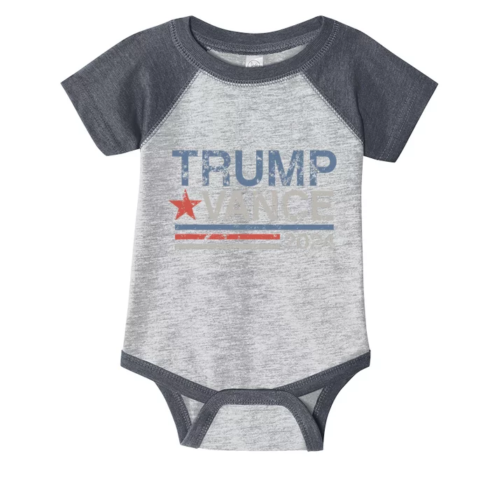 Trump Vance 2024 Retro Featuring Trump And Jd Vance Infant Baby Jersey Bodysuit