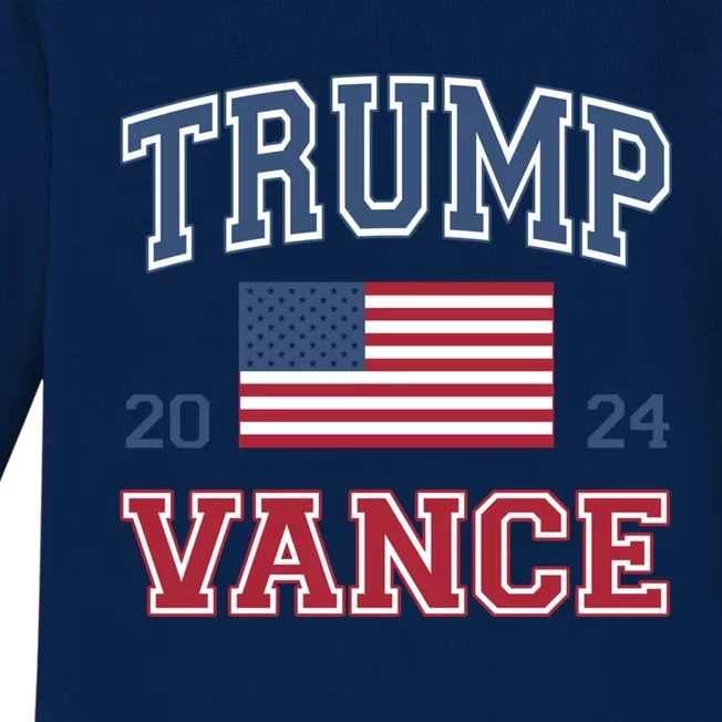 Trump Vance 2024 Donald Trump J D Vance For President Gift Baby Long Sleeve Bodysuit