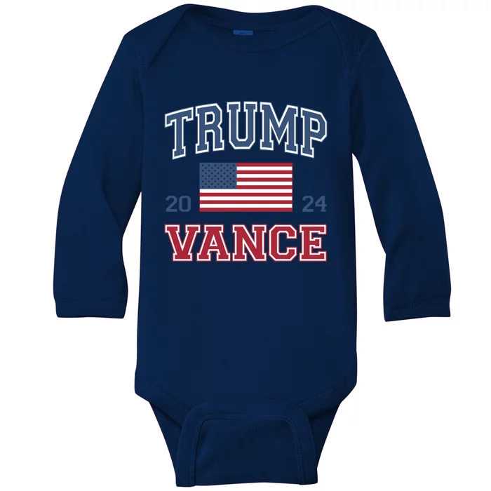 Trump Vance 2024 Donald Trump J D Vance For President Gift Baby Long Sleeve Bodysuit