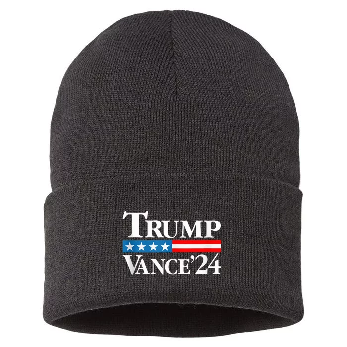 Trump Vance 2024 For President Vp Usa Election Patriotic Sustainable Knit Beanie