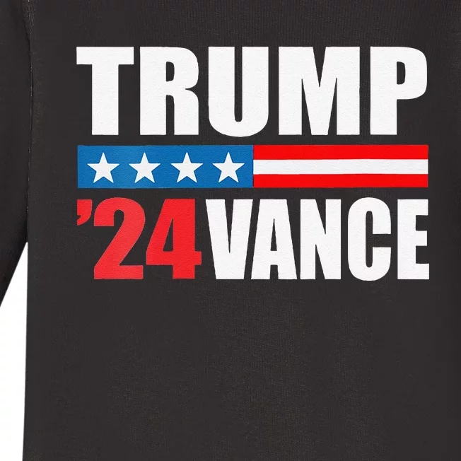 Trump Vance 2024 For President Vp Usa Election Patriotic Baby Long Sleeve Bodysuit