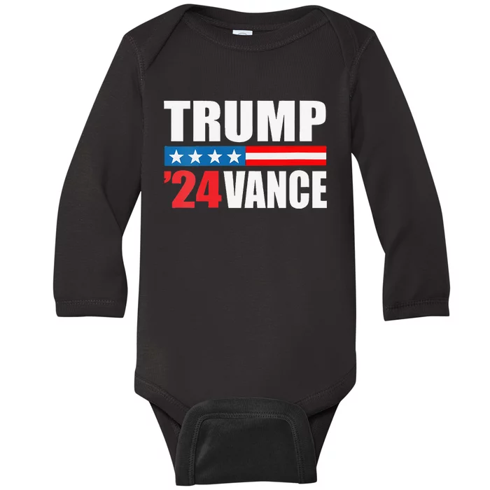 Trump Vance 2024 For President Vp Usa Election Patriotic Baby Long Sleeve Bodysuit