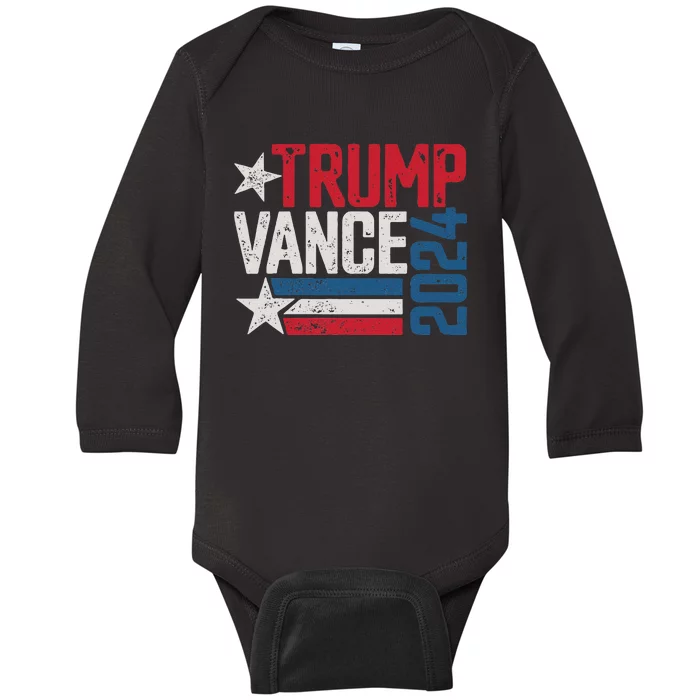 Trump Vance 2024 S Vintage Distressed Trump Vance 2024 Baby Long Sleeve Bodysuit