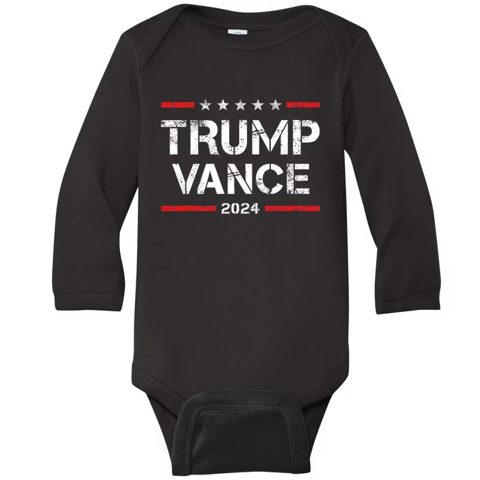 Trump Vance 2024 Vintage Baby Long Sleeve Bodysuit