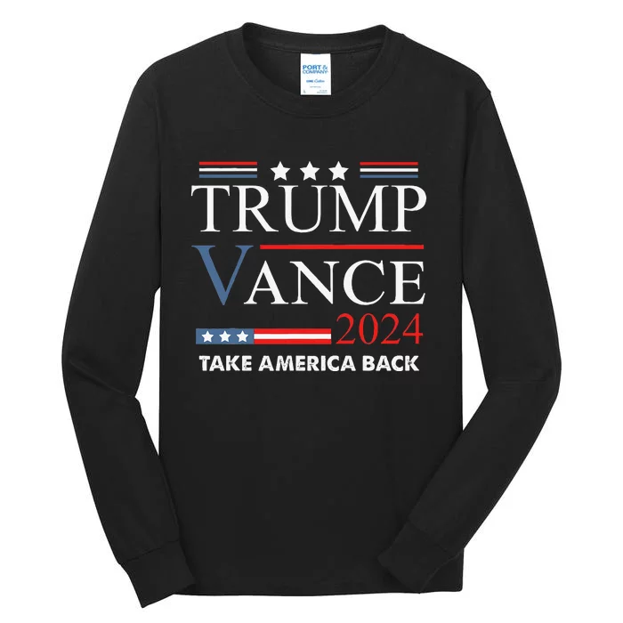 Trump Vance 2024 Us Flag Vintage Election President 2024 Tall Long Sleeve T-Shirt