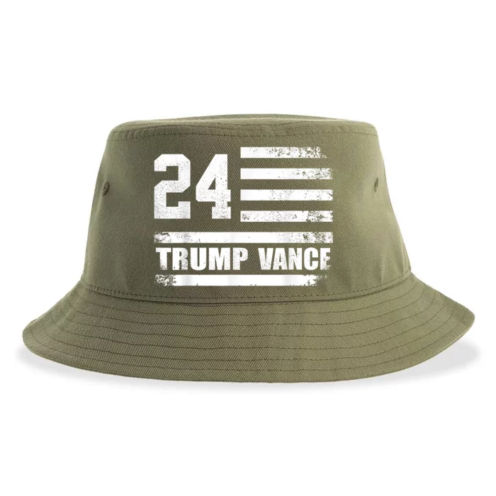 Trump Vance 2024 Retro Stripe Trump Jd Vance Sustainable Bucket Hat