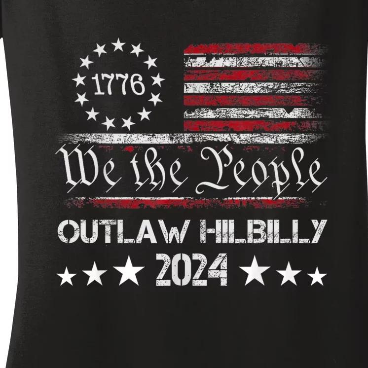 Trump Vance 2024 Donald Trump J.D. Vance Outlaw Hillbilly Women's V-Neck T-Shirt