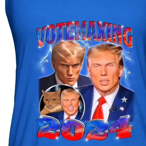 Trump Votemaxing 2024 Looksmaxxing Funny Mewing Meme Meaningful Gift Ladies Essential Flowy Tank