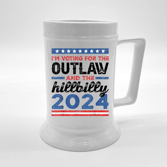 Trump Vance 2024 Donald J.D. Outlaw And The Hillbilly Front & Back Beer Stein