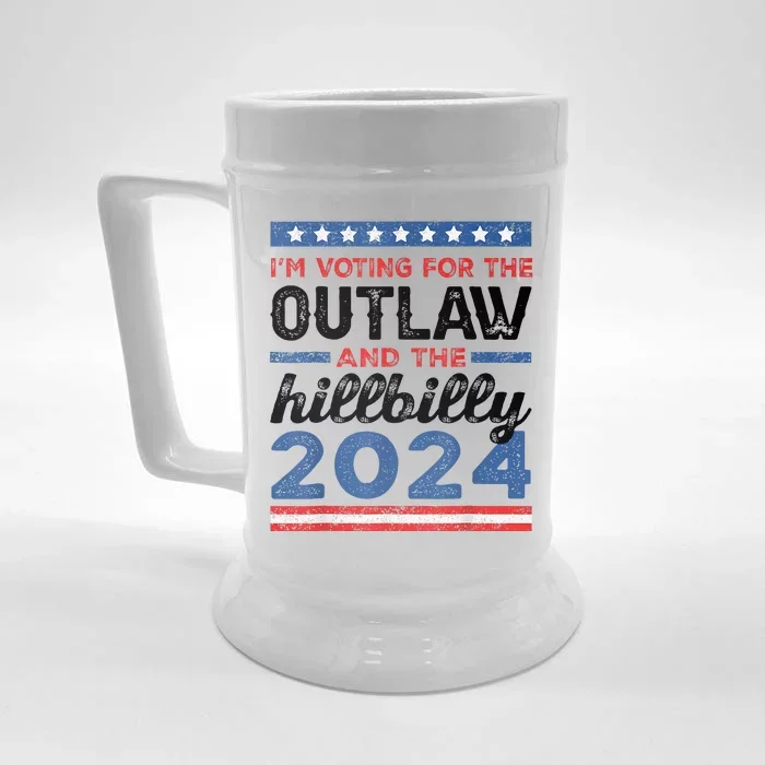 Trump Vance 2024 Donald J.D. Outlaw And The Hillbilly Front & Back Beer Stein