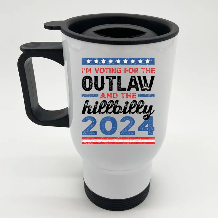 Trump Vance 2024 Donald J.D. Outlaw And The Hillbilly Front & Back Stainless Steel Travel Mug