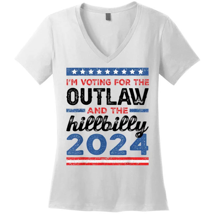 Trump Vance 2024 Donald J.D. Outlaw And The Hillbilly Women's V-Neck T-Shirt