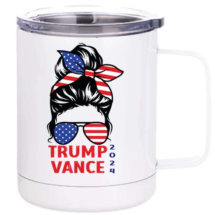 Trump Vance 2024 Vp Vice President 47 America Election Women Front & Back 12oz Stainless Steel Tumbler Cup