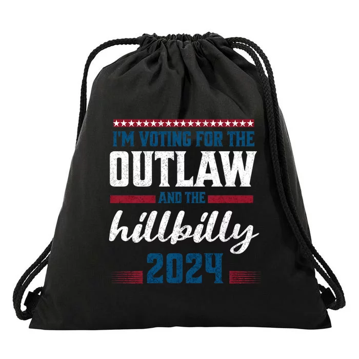 Trump Vance 2024 Outlaw Hillbilly Vintage Us Flag Drawstring Bag