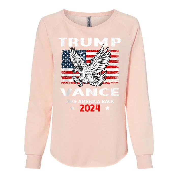 Trump Vance 2024 Eagle Usa Flag Print Womens California Wash Sweatshirt