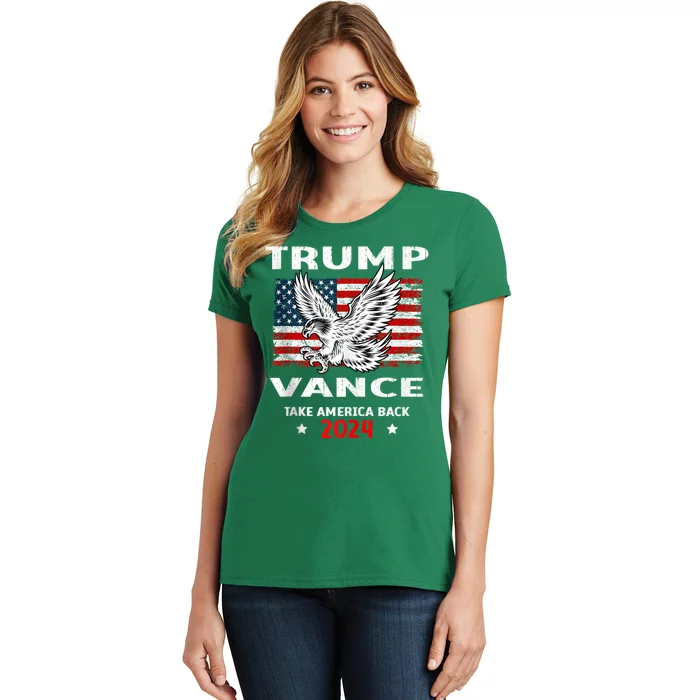 Trump Vance 2024 Eagle Usa Flag Print Women's T-Shirt