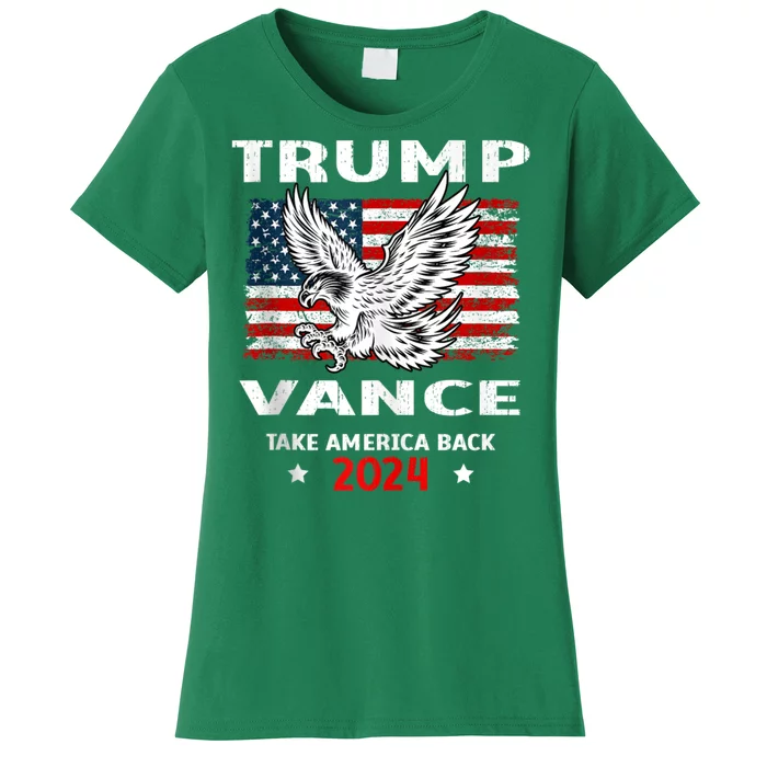 Trump Vance 2024 Eagle Usa Flag Print Women's T-Shirt