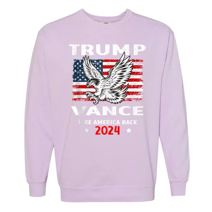 Trump Vance 2024 Eagle Usa Flag Print Garment-Dyed Sweatshirt