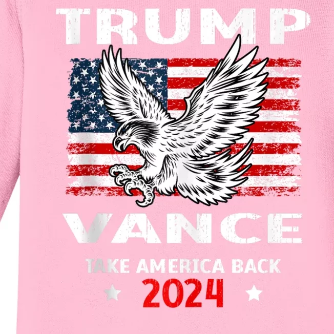 Trump Vance 2024 Eagle Usa Flag Print Baby Long Sleeve Bodysuit