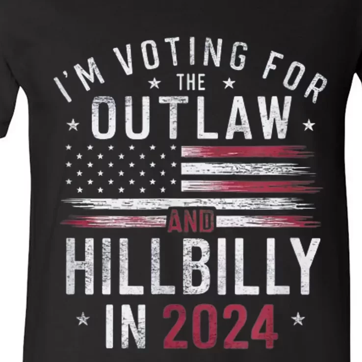 Trump Vance 2024 Outlaw Hillbilly Us Flag Vintage V-Neck T-Shirt