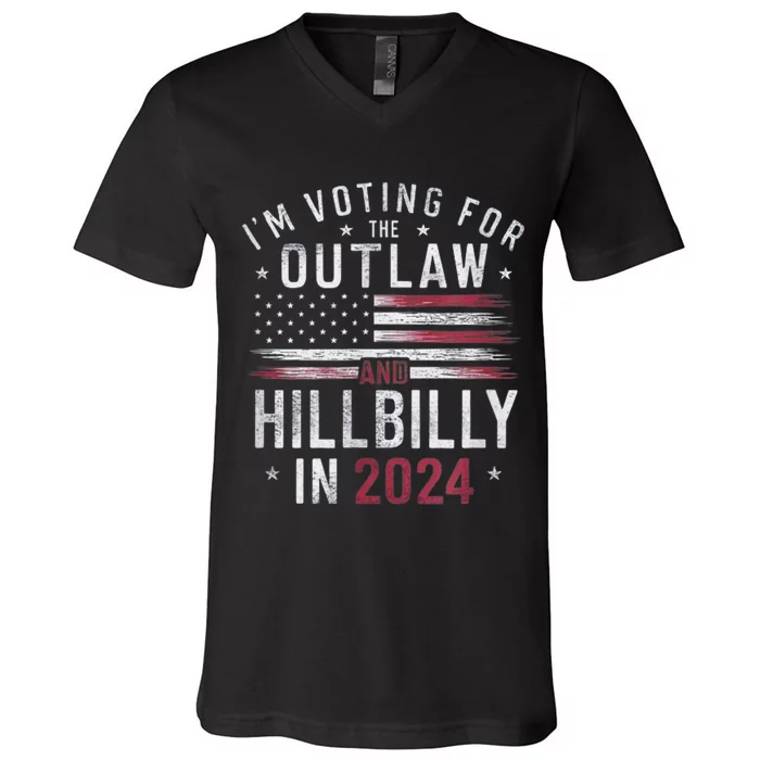 Trump Vance 2024 Outlaw Hillbilly Us Flag Vintage V-Neck T-Shirt