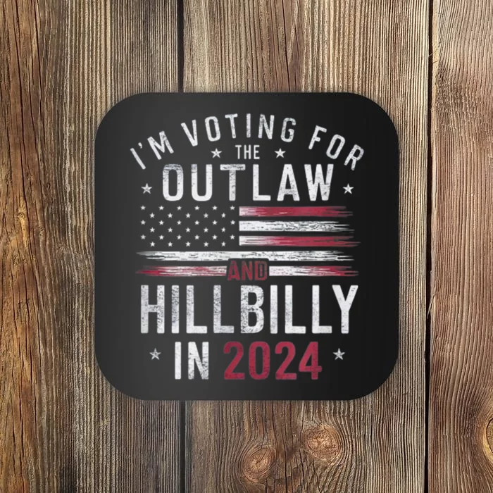 Trump Vance 2024 Outlaw Hillbilly Us Flag Vintage Coaster